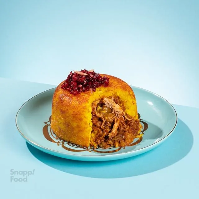 ته چین مرغ و بادمجان