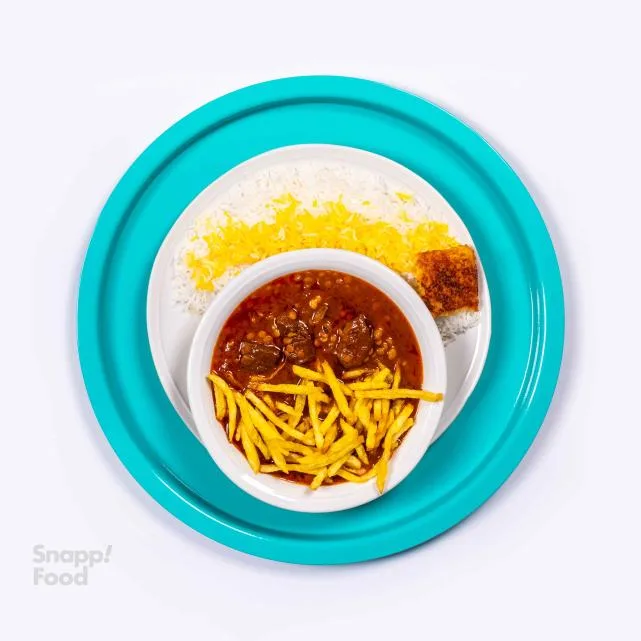 چلو خورشت قیمه سیب زمینی