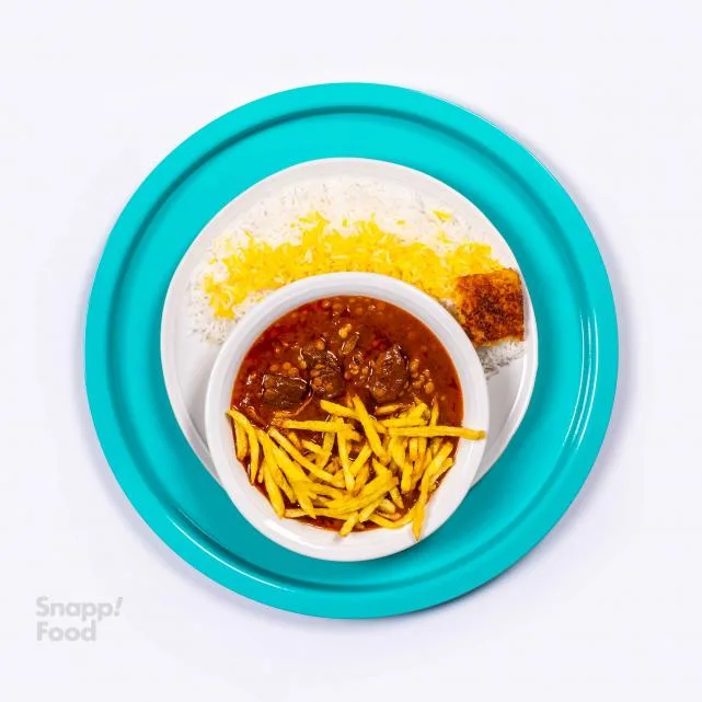چلو خورشت قیمه سیب زمینی