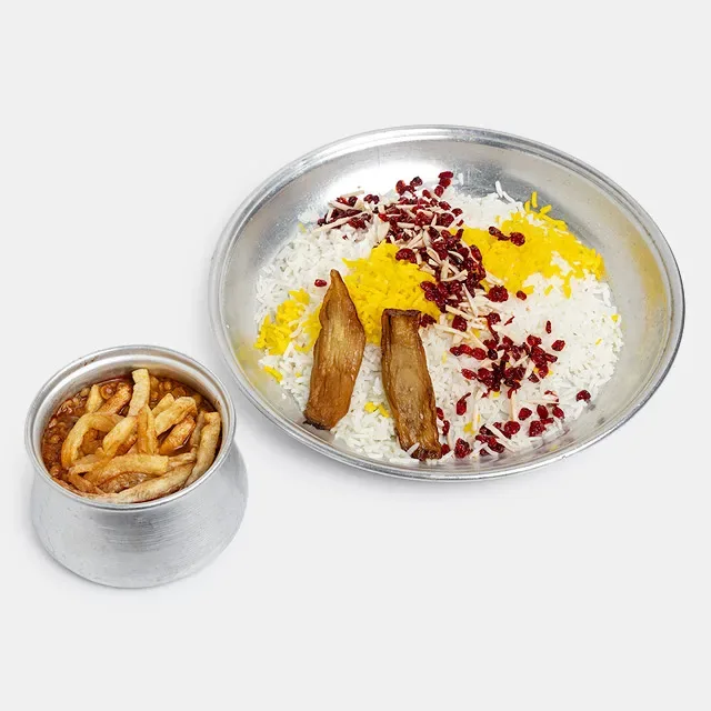 چلو خورشت قیمه‌ گیاهی