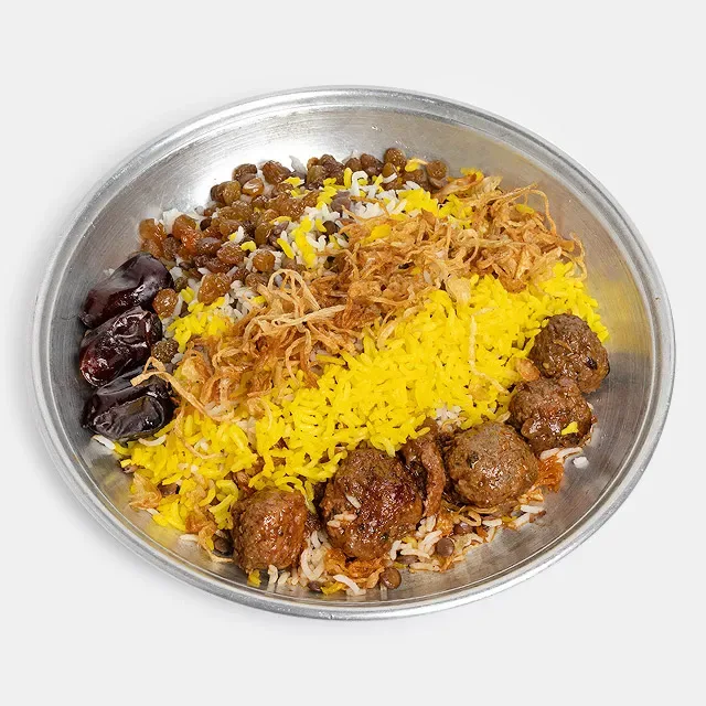 عدس پلو با گوشت قلقلی