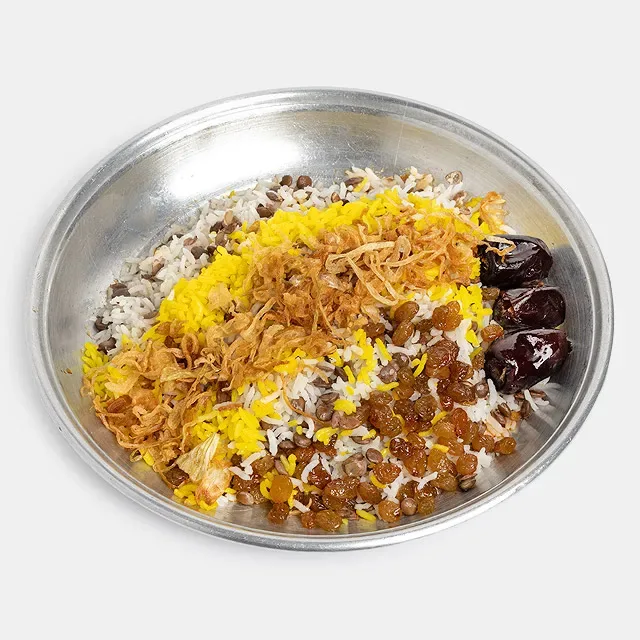 عدس پلو بدون گوشت قلقلی