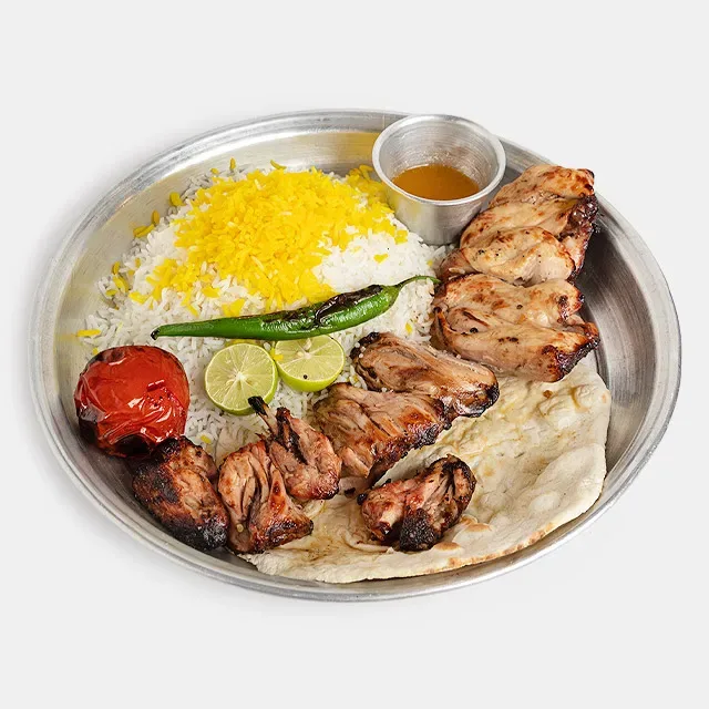 چلو جوجه‌ کباب با استخوان