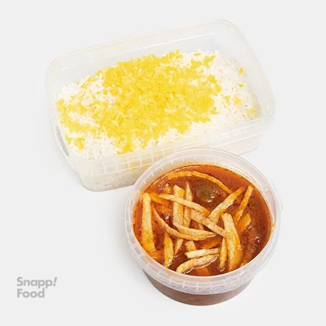 چلو خورش قیمه سیب زمینی