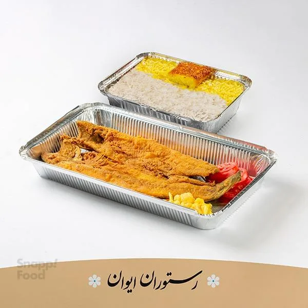 چلو ماهی قزل آلا سرخ شده برنج ایرانی
