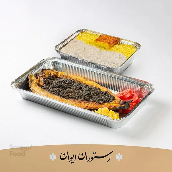 چلو  ماهی قزل آلا کبابی برنج ایرانی