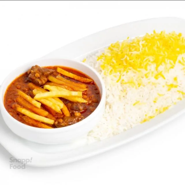 چلو خورشت قیمه سیب زمینی