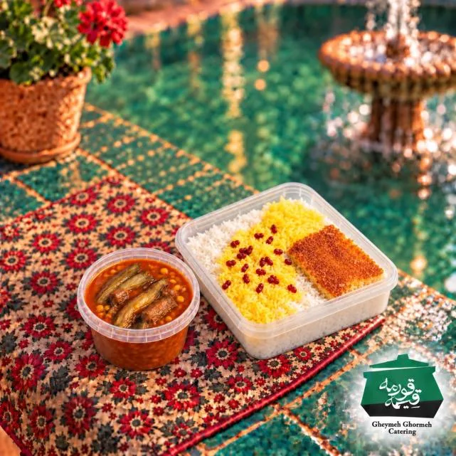 چلو خورشت قیمه بادمجان ماکروفری