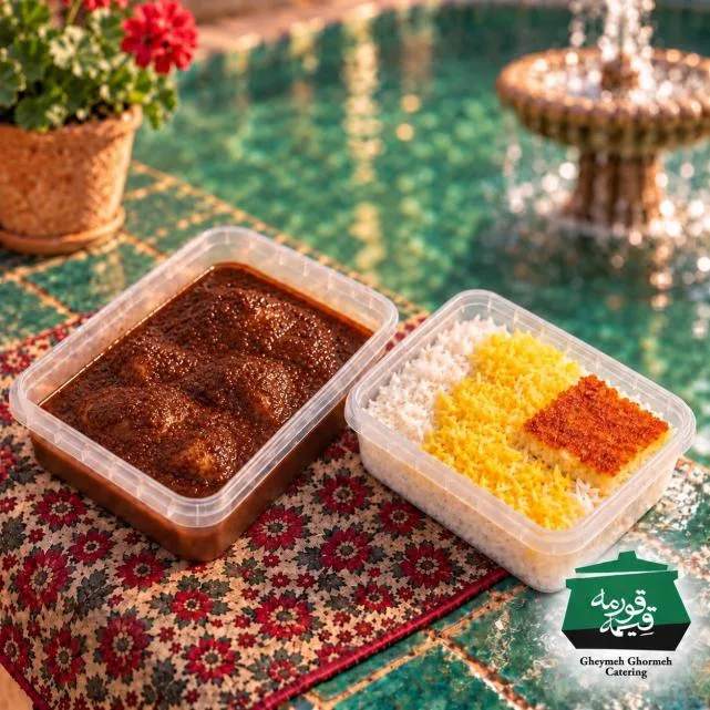 چلو خورشت فسنجان با مرغ ماکروفری