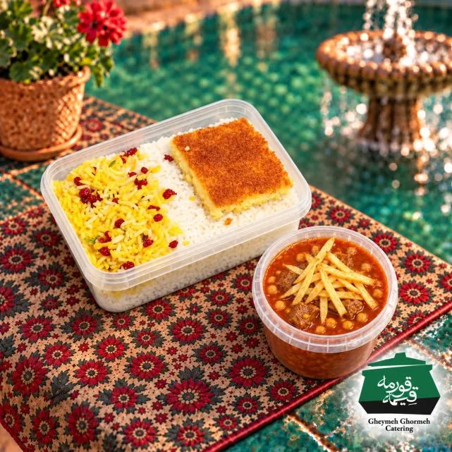 چلو خورشت قیمه سیب زمینی ماکروفری