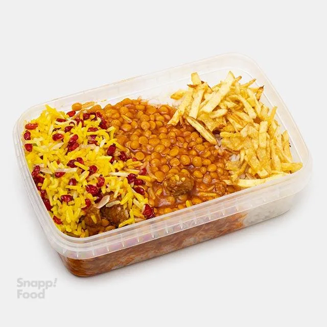 مینی چلو خورشت قیمه سیب زمینی