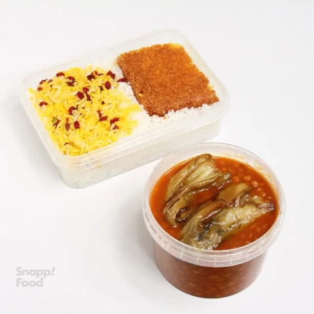 چلو خورشت قیمه بادمجان ماکروفری