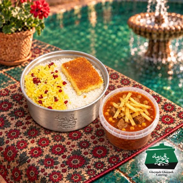 چلو خورش قيمه سيب زميني قابلمه اي