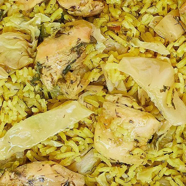 کلم پلو شیرازی با مرغ از چلوپز