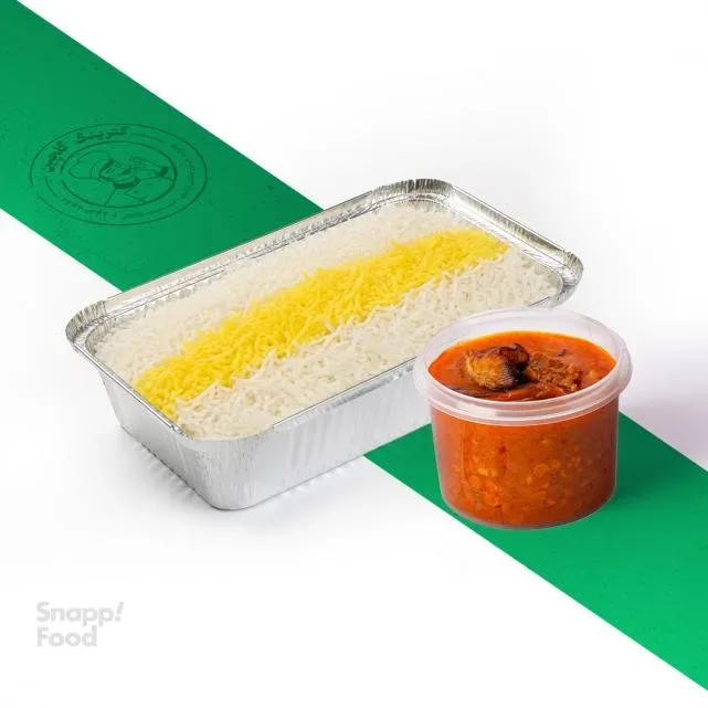 چلو خورشت قیمه بادمجان برنج ایرانی