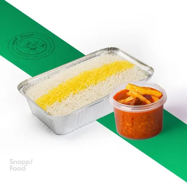 چلو خورشت قیمه سیب زمینی برنج دانه بلند