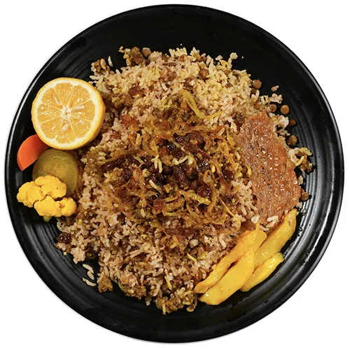 عدس پلو با گوشت چرخ شده