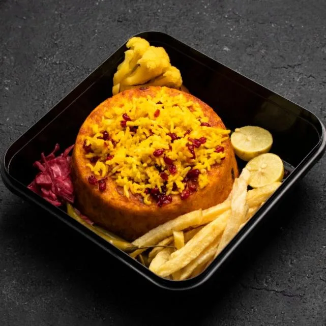 تهچین گوشت و قارچ
