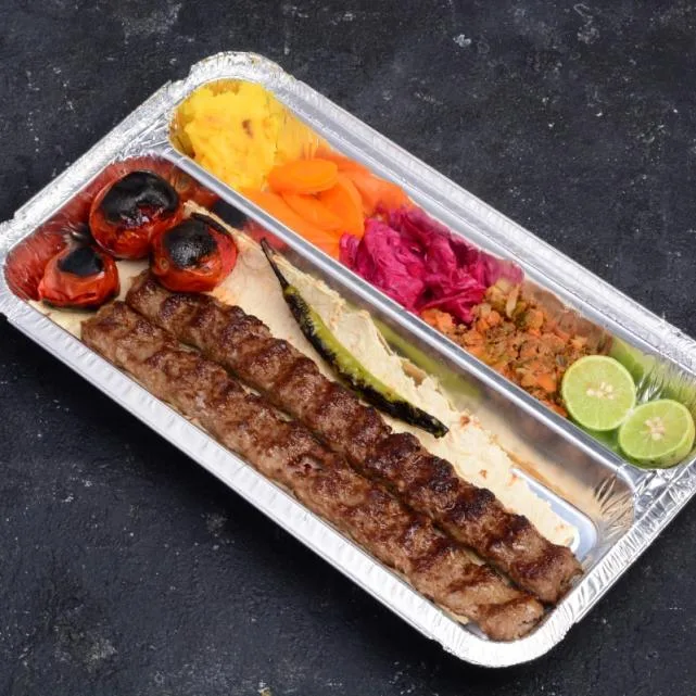 خوراک کباب کوبیده زعفرانی (سه سیخ)