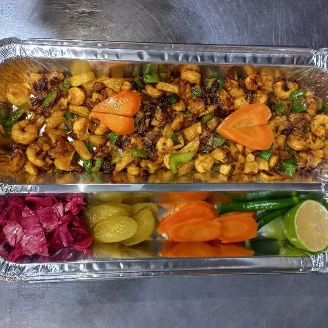 خوراک میگو دوپیازه