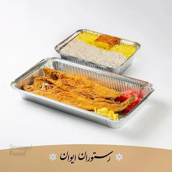 چلو ماهی قزل آلا سرخ شده برنج ایرانی