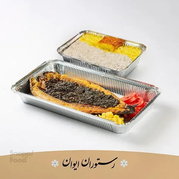 چلو ماهی قزل آلا کبابی برنج ایرانی